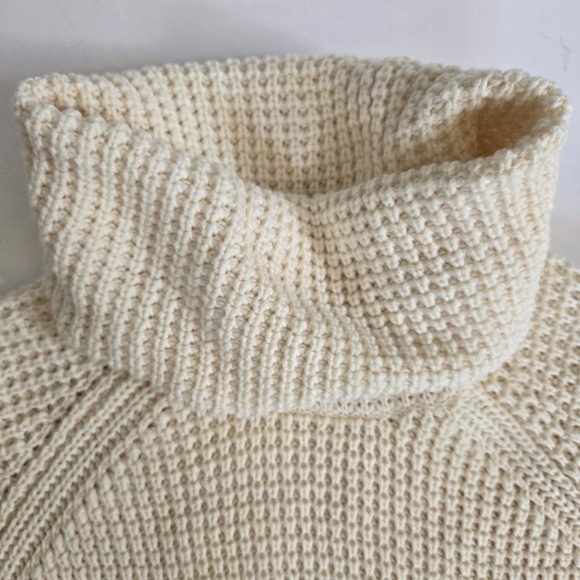 525 America Cream Shaker Turtleneck Sweater cotton knit oversized fit sz Sm - Picture 4 of 11